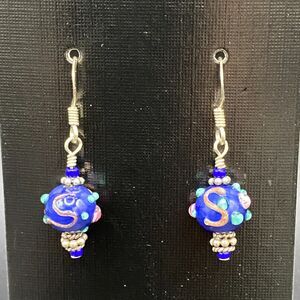 Lampwork Glass Earrings Handmade Sterling Silver Hooks Artisan Boho Chic Jewelry